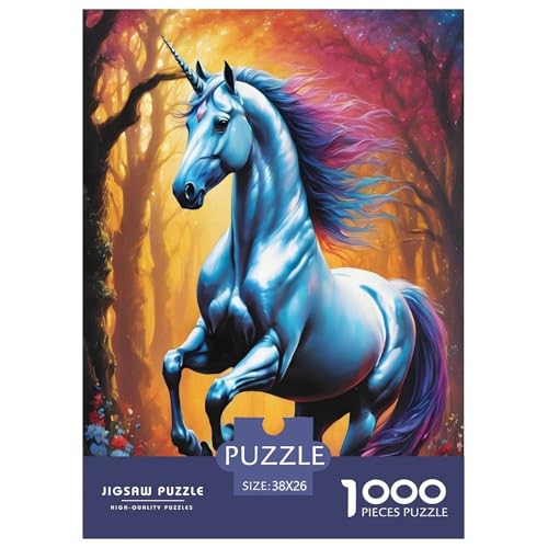 Einhorn 1000 Teile Puzzle Für Erwachsene interessant Impossible Puzzle Geschicklichkeitsspiel Weihnachtspuzzle 38x26cm/1000pcs von PHQAZWSXE