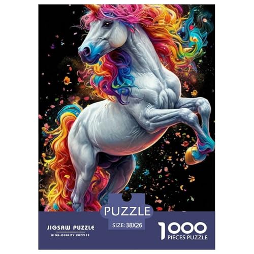 Einhorn Puzzle 1000 Teile Für Erwachsene Und Kinder Tier Erwachsenenpuzzle Geschicklichkeitsspiel Geschenk 38x26cm/1000pcs von PHQAZWSXE
