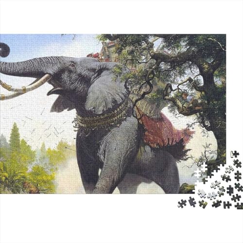 Elefant 1000 Teile Puzzle Für Erwachsene Und Kinder Tier Impossible Puzzle Clevere Rätsel Geschenk 1000pcs (75x50cm) von PHQAZWSXE