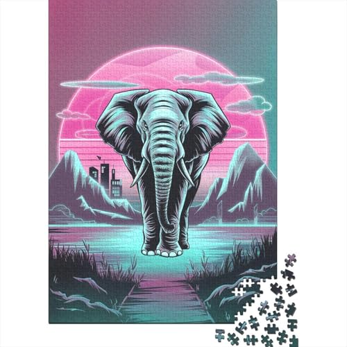 Elefant Puzzle 1000 Teile Für Erwachsene Tier Impossible Puzzle Clevere Rätsel Geschenk 1000pcs (75x50cm) von PHQAZWSXE