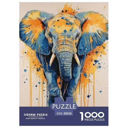Elefanten 1000 Teile Puzzle Für Die Ganze Familie Tier Impossible Puzzle Geschicklichkeitsspiel Weihnachtspuzzle 38x26cm/1000pcs von PHQAZWSXE