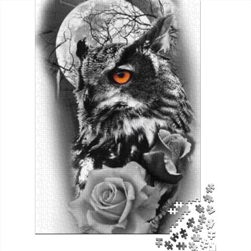Eule Puzzle 1000 Teile Für Erwachsene Tier Impossible Puzzle Clevere Rätsel Weihnachtspuzzle 1000pcs (75x50cm) von PHQAZWSXE