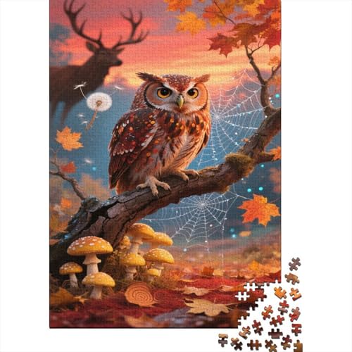 Eule Puzzle 1000 Teile Für Erwachsene Und Kinder An Eule in The Autumn Wald Impossible Puzzle Geschicklichkeitsspiel Weihnachtspuzzle 1000pcs (75x50cm) von PHQAZWSXE