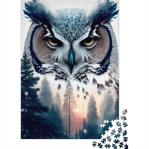 Eule Puzzle 1000 Teile Für Erwachsene Und Kinder Tier Impossible Puzzle Clevere Rätsel Weihnachtspuzzle 1000pcs (75x50cm) von PHQAZWSXE