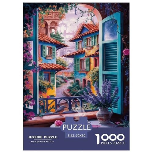 Fensteransicht 1000 Teile Puzzle Für Die Ganze Familie interessant Erwachsenenpuzzle Geschicklichkeitsspiel GescHühnerk 70x50cm/1000pcs von PHQAZWSXE