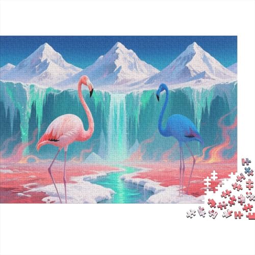 Flamingo 1000 Teile Puzzle Für Erwachsene Und Kinder Schneeberg und Flamingo Impossible Puzzle Geschicklichkeitsspiel Geschenk 1000pcs (75x50cm) von PHQAZWSXE