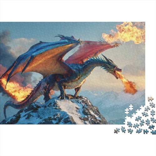 Flamme und Drache 1000 Teile Puzzle Für Erwachsene interessant Impossible Puzzle Geschicklichkeitsspiel Geschenk 1000pcs (75x50cm) von PHQAZWSXE