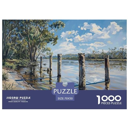 Flussside Landschaft Puzzle 1000 Teile Für Die Ganze Familie interessant Impossible Puzzle Clevere Rätsel Geschenk 70x50cm/1000pcs von PHQAZWSXE