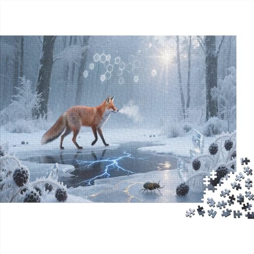 Fox 1000 Teile Puzzle Für Die Ganze Familie Wald Fox Erwachsenenpuzzle Clevere Rätsel Weihnachtspuzzle 1000pcs (75x50cm) von PHQAZWSXE