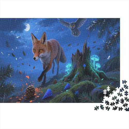 Fox 1000 Teile Puzzle Für Erwachsene Nachtfuchs Erwachsenenpuzzle Clevere Rätsel Weihnachtspuzzle 1000pcs (75x50cm) von PHQAZWSXE