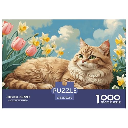 Frühling-Garten-Katze Puzzle 1000 Teile Für Die Ganze Familie interessant Erwachsenenpuzzle Clevere Rätsel Geschenk 70x50cm/1000pcs Frühling-Garten-Katze Puzzle 1000 Teile Für Die Ganze Familie interessant Erwachsenenpuzzle Clevere Rätsel Geschenk 70x50cm/1000pcs von PHQAZWSXE