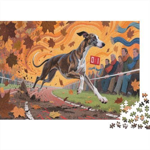 GREYHund 1000 Teile Puzzle Für Erwachsene Running Hund Erwachsenenpuzzle Geschicklichkeitsspiel Weihnachtspuzzle 1000pcs (75x50cm) von PHQAZWSXE