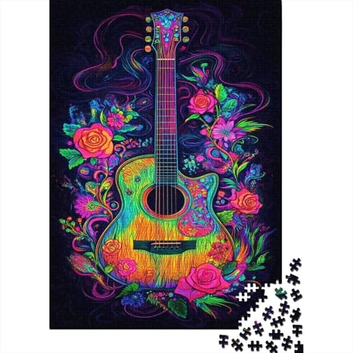 Gitarre Puzzle 1000 Teile Für Erwachsene interessant Impossible Puzzle Geschicklichkeitsspiel Weihnachtspuzzle 1000pcs (75x50cm) von PHQAZWSXE