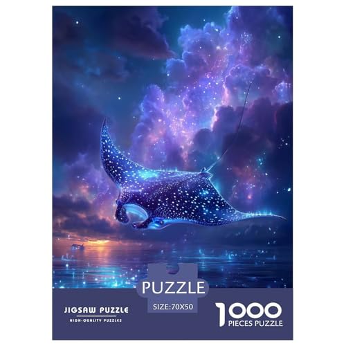 GloFlügel Giant Manta Ray 1000 Teile Puzzle Für Erwachsene interessant Impossible Puzzle Clevere Rätsel Geschenk 70x50cm/1000pcs von PHQAZWSXE
