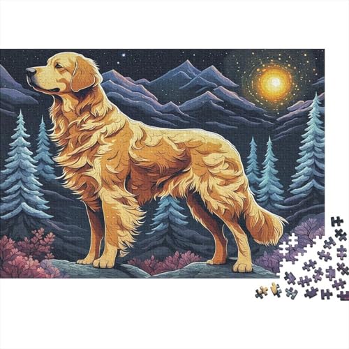 Goldener Retriever 1000 Teile Puzzle Für Die Ganze Familie interessant Erwachsenenpuzzle Clevere Rätsel Geschenk 1000pcs (75x50cm) von PHQAZWSXE