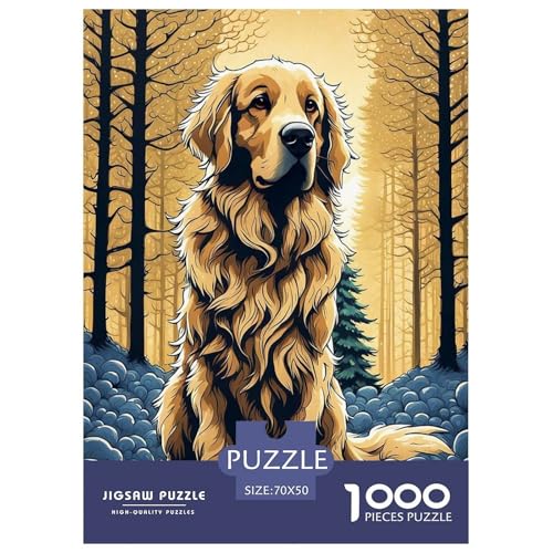 Goldener Retriever 1000 Teile Puzzle Für Erwachsene Tiere Impossible Puzzle Clevere Rätsel Weihnachtspuzzle 70x50cm/1000pcs von PHQAZWSXE