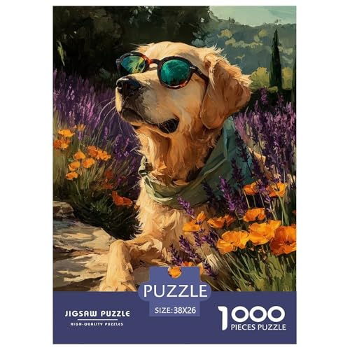 Goldener Retriever Puzzle 1000 Teile Für Erwachsene Tier Impossible Puzzle Clevere Rätsel Geschenk 38x26cm/1000pcs von PHQAZWSXE