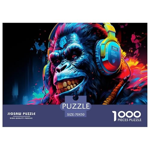 Gorilla Puzzle 1000 Teile Für Erwachsene Tiere Impossible Puzzle Geschicklichkeitsspiel GescHühnerk 70x50cm/1000pcs von PHQAZWSXE