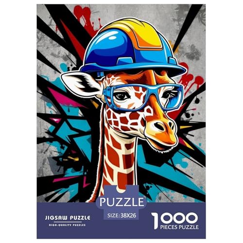 Graffiti Giraffe 1000 Teile Puzzle Für Die Ganze Familie Tiere Impossible Puzzle Geschicklichkeitsspiel Geschenk 38x26cm/1000pcs von PHQAZWSXE