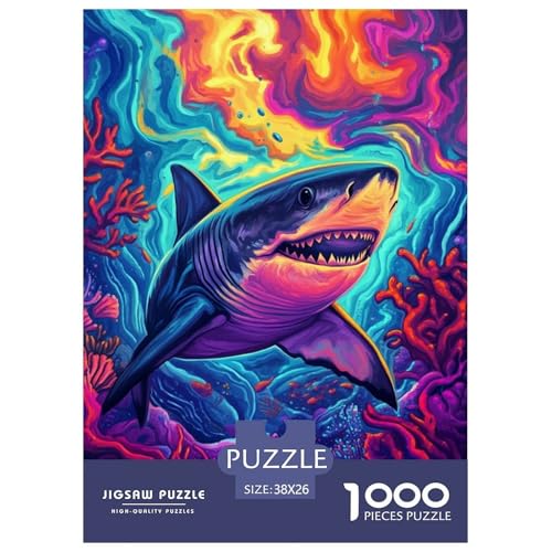 Hai Puzzle 1000 Teile Für Die Ganze Familie Tier Erwachsenenpuzzle Geschicklichkeitsspiel Geschenk 38x26cm/1000pcs von PHQAZWSXE