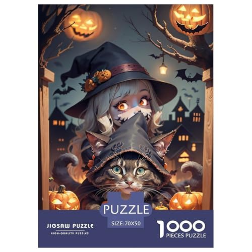 Halloween Katze and Little Witch Puzzle 1000 Teile Für Erwachsene Und Kinder interessant Erwachsenenpuzzle Geschicklichkeitsspiel GescHühnerk 70x50cm/1000pcs Halloween Katze and Little Witch Puzzle 1000 Teile Für Erwachsene Und Kinder interessant Erwachsenenpuzzle Geschicklichkeitsspiel GescHühnerk 70x50cm/1000pcs von PHQAZWSXE