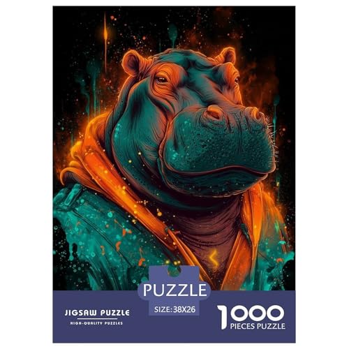 Hippo Puzzle 1000 Teile Für Erwachsene Tier Impossible Puzzle Geschicklichkeitsspiel Weihnachtspuzzle 38x26cm/1000pcs von PHQAZWSXE