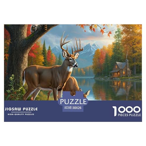 Hirsch 1000 Teile Puzzle Für Die Ganze Familie interessant Erwachsenenpuzzle Geschicklichkeitsspiel Weihnachtspuzzle 38x26cm/1000pcs von PHQAZWSXE