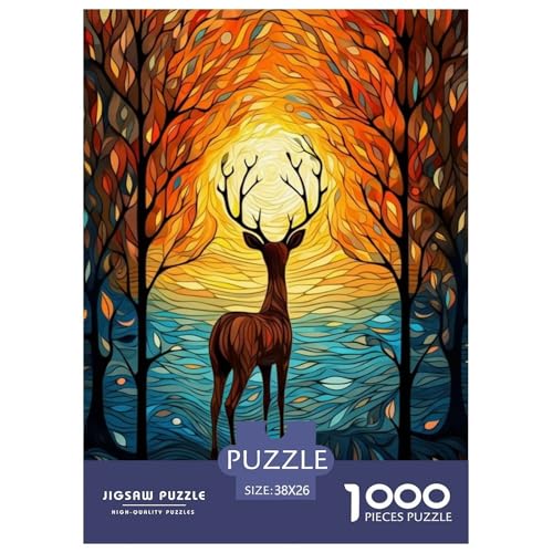 Hirsche im Wald 1000 Teile Puzzle Für Die Ganze Familie Tier Impossible Puzzle Clevere Rätsel Weihnachtspuzzle 38x26cm/1000pcs von PHQAZWSXE