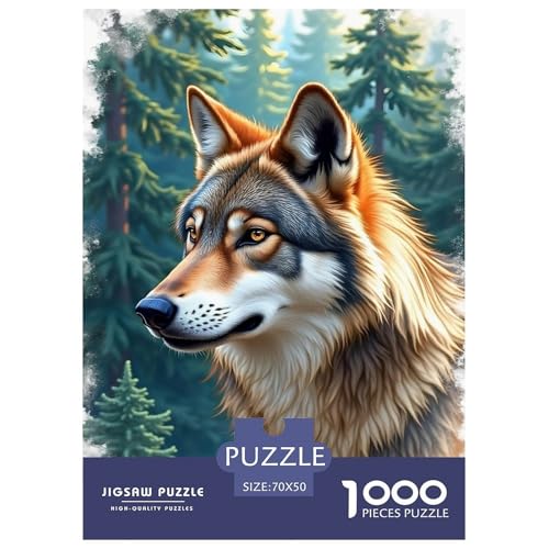 Holz Wolf Puzzle 1000 Teile Für Erwachsene Tiere Impossible Puzzle Geschicklichkeitsspiel Weihnachtspuzzle 70x50cm/1000pcs von PHQAZWSXE