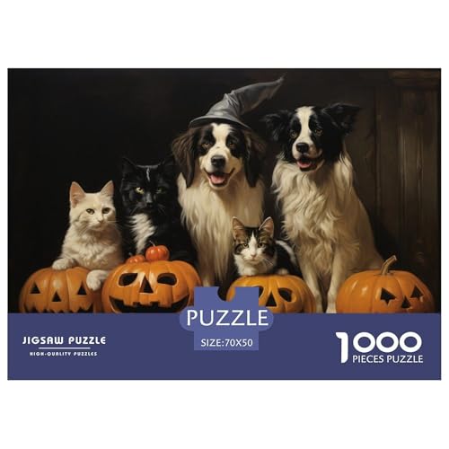 Hunde und Katzen für Halloween 1000 Teile Puzzle Für Die Ganze Familie interessant Impossible Puzzle Geschicklichkeitsspiel Weihnachtspuzzle 70x50cm/1000pcs von PHQAZWSXE