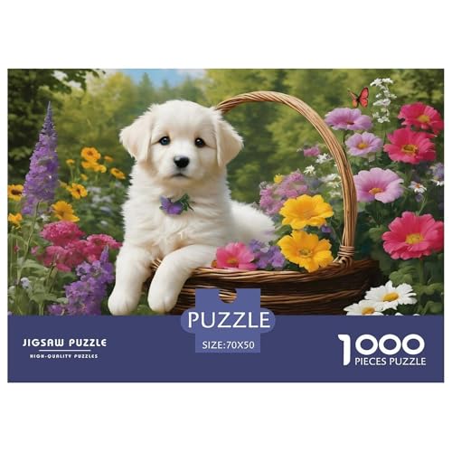 Hunds and Blumens 1000 Teile Puzzle Für Erwachsene Und Kinder interessant Impossible Puzzle Geschicklichkeitsspiel Geschenk 70x50cm/1000pcs von PHQAZWSXE