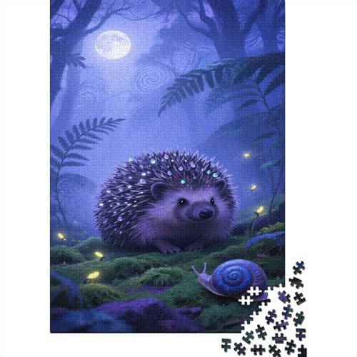 Igel 1000 Teile Puzzle Für Die Ganze Familie A Igel in The Moonlight Impossible Puzzle Geschicklichkeitsspiel Geschenk 1000pcs (75x50cm) von PHQAZWSXE