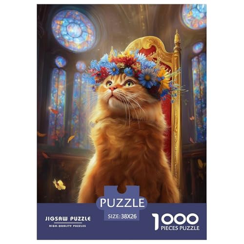 Ingwer Saft Katze 1000 Teile Puzzle Für Erwachsene Und Kinder Tier Impossible Puzzle Clevere Rätsel Weihnachtspuzzle 38x26cm/1000pcs von PHQAZWSXE
