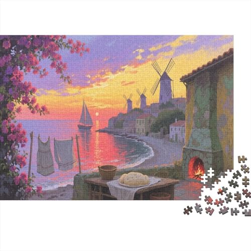 Insel Mikonos 1000 Teile Puzzle Für Erwachsene Und Kinder Dämmerung Landschaft Impossible Puzzle Geschicklichkeitsspiel Geschenk 1000pcs (75x50cm) von PHQAZWSXE