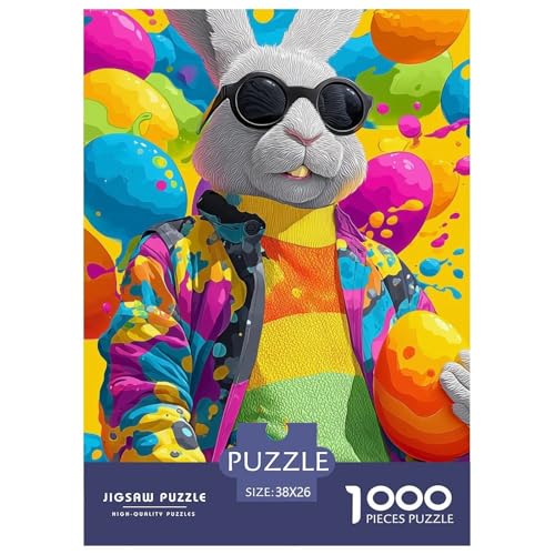 Kaninchen 1000 Teile Puzzle Für Erwachsene Tier Erwachsenenpuzzle Clevere Rätsel Weihnachtspuzzle 38x26cm/1000pcs von PHQAZWSXE