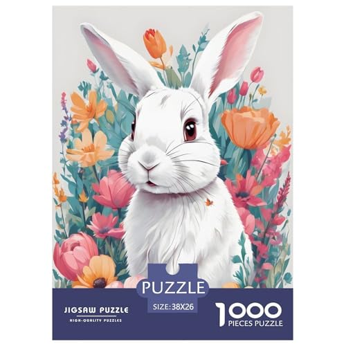 Kaninchen und Blumen Puzzle 1000 Teile Für Die Ganze Familie interessant Impossible Puzzle Geschicklichkeitsspiel Geschenk 38x26cm/1000pcs von PHQAZWSXE