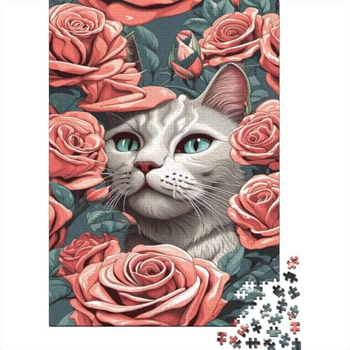 Katze 1000 Teile Puzzle Für Die Ganze Familie Tier Erwachsenenpuzzle Geschicklichkeitsspiel Weihnachtspuzzle 1000pcs (75x50cm) von PHQAZWSXE