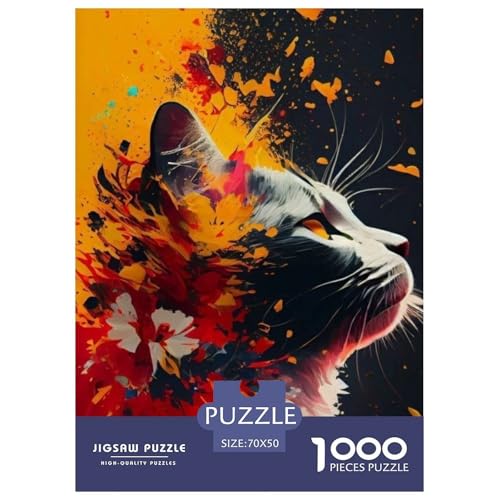 Katze 1000 Teile Puzzle Für Die Ganze Familie Tier Erwachsenenpuzzle Geschicklichkeitsspiel Weihnachtspuzzle 70x50cm/1000pcs von PHQAZWSXE