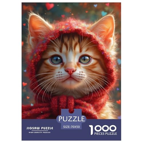 Katze 1000 Teile Puzzle Für Die Ganze Familie Tiere Erwachsenenpuzzle Geschicklichkeitsspiel GescHühnerk 70x50cm/1000pcs von PHQAZWSXE