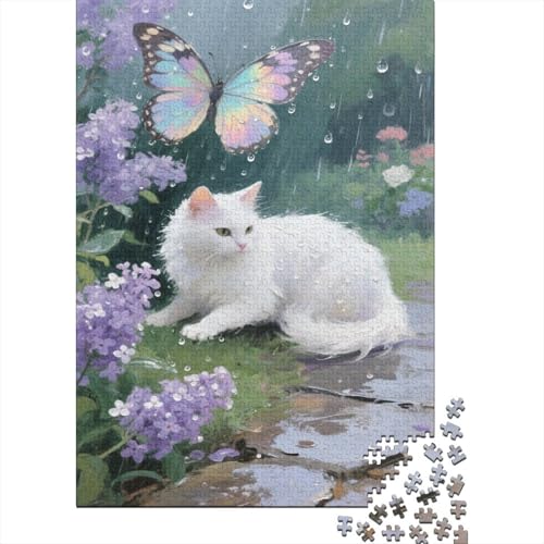 Katze 1000 Teile Puzzle Für Erwachsene The White Katze in The Flower Erwachsenenpuzzle Geschicklichkeitsspiel Geschenk 1000pcs (75x50cm) von PHQAZWSXE