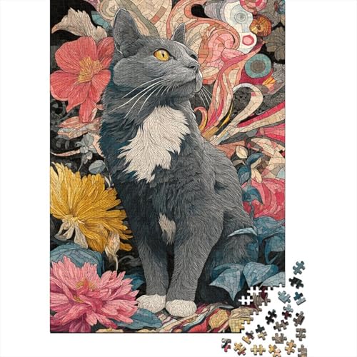 Katze 1000 Teile Puzzle Für Erwachsene Tier Impossible Puzzle Geschicklichkeitsspiel Geschenk 1000pcs (75x50cm) von PHQAZWSXE