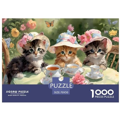 Katze 1000 Teile Puzzle Für Erwachsene Tiere Erwachsenenpuzzle Clevere Rätsel Geschenk 70x50cm/1000pcs von PHQAZWSXE
