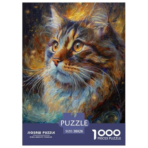 Katze 1000 Teile Puzzle Für Erwachsene Tiere Erwachsenenpuzzle Geschicklichkeitsspiel Weihnachtspuzzle 38x26cm/1000pcs von PHQAZWSXE