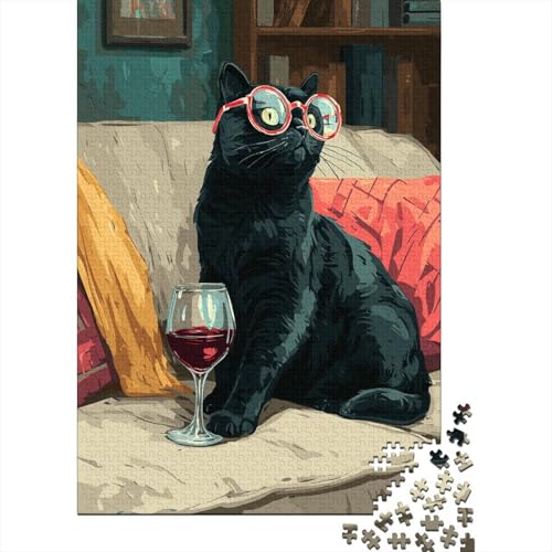 Katze 1000 Teile Puzzle Für Erwachsene Und Kinder Tier Erwachsenenpuzzle Geschicklichkeitsspiel Weihnachtspuzzle 1000pcs (75x50cm) von PHQAZWSXE