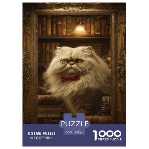 Katze 1000 Teile Puzzle Für Erwachsene Und Kinder Tier Impossible Puzzle Clevere Rätsel Weihnachtspuzzle 38x26cm/1000pcs von PHQAZWSXE