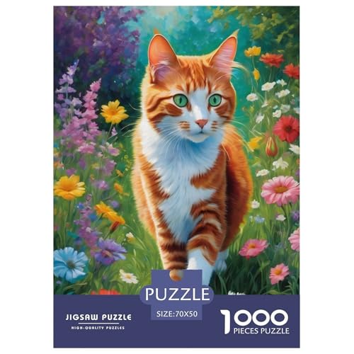 Katze 1000 Teile Puzzle Für Erwachsene Und Kinder interessant Erwachsenenpuzzle Clevere Rätsel Geschenk 70x50cm/1000pcs von PHQAZWSXE