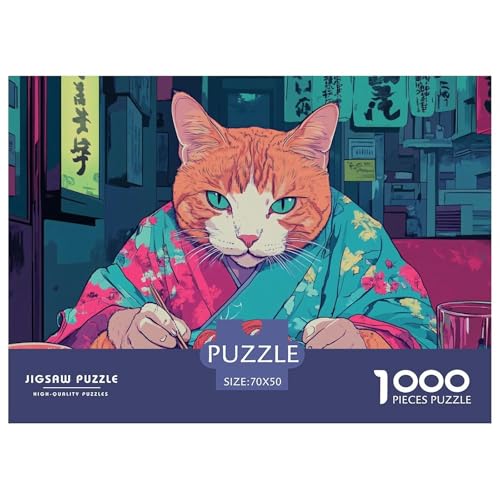 Katze 1000 Teile Puzzle Für Erwachsene persönlich Erwachsenenpuzzle Geschicklichkeitsspiel Geschenk 70x50cm/1000pcs von PHQAZWSXE