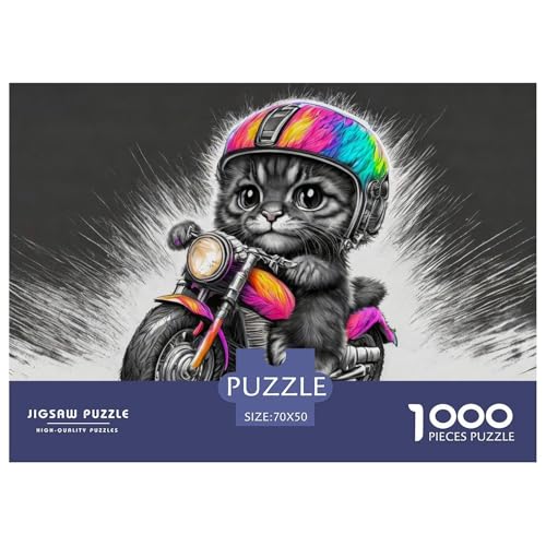 Katze-Motorcycle Puzzle 1000 Teile Für Die Ganze Familie interessant Erwachsenenpuzzle Clevere Rätsel Weihnachtspuzzle 70x50cm/1000pcs Katze-Motorcycle Puzzle 1000 Teile Für Die Ganze Familie interessant Erwachsenenpuzzle Clevere Rätsel Weihnachtspuzzle 70x50cm/1000pcs von PHQAZWSXE