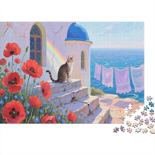 Katze Puzzle 1000 Teile Für Die Ganze Familie The Katze on The Steps Impossible Puzzle Geschicklichkeitsspiel Weihnachtspuzzle 1000pcs (75x50cm) von PHQAZWSXE