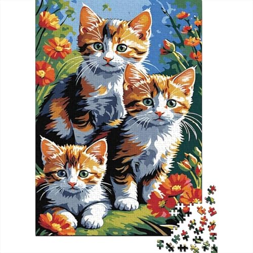 Katze Puzzle 1000 Teile Für Die Ganze Familie Tier Erwachsenenpuzzle Geschicklichkeitsspiel Geschenk 1000pcs (75x50cm) von PHQAZWSXE